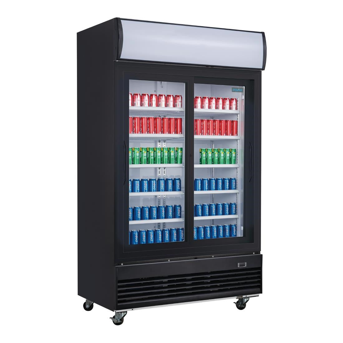 Polar G-Series Upright Sliding Door Display Cooler with Light Box 950Ltr Black GM814