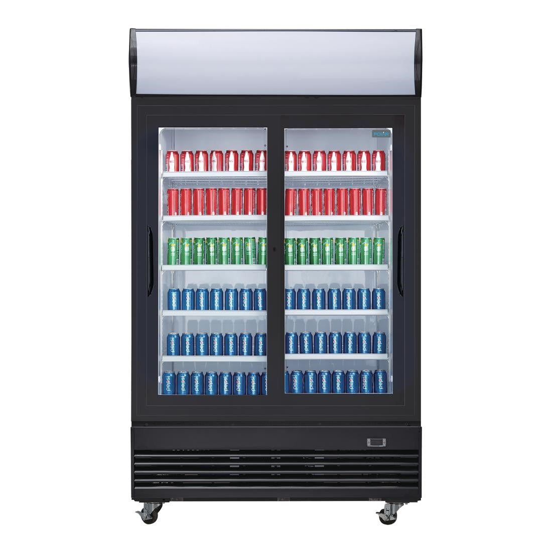Polar G-Series Upright Sliding Door Display Cooler with Light Box 950Ltr Black GM814