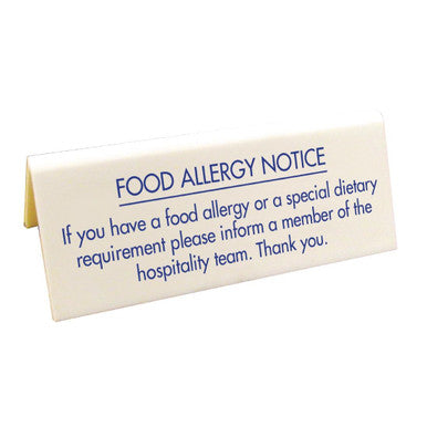 Vogue Food allergy Table Notice GM815
