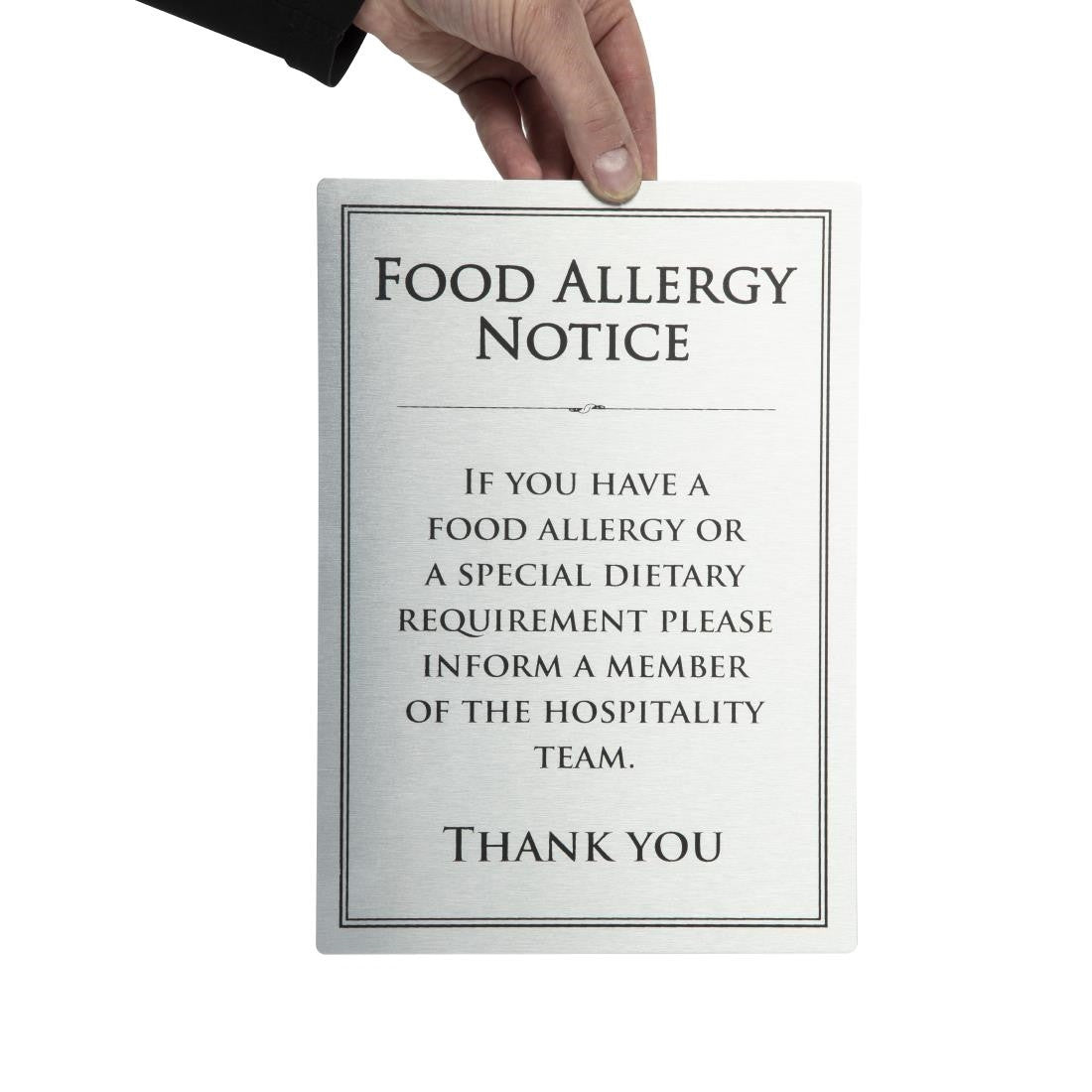 Vogue Brushed Steel Food Allergy Sign A4 GM816