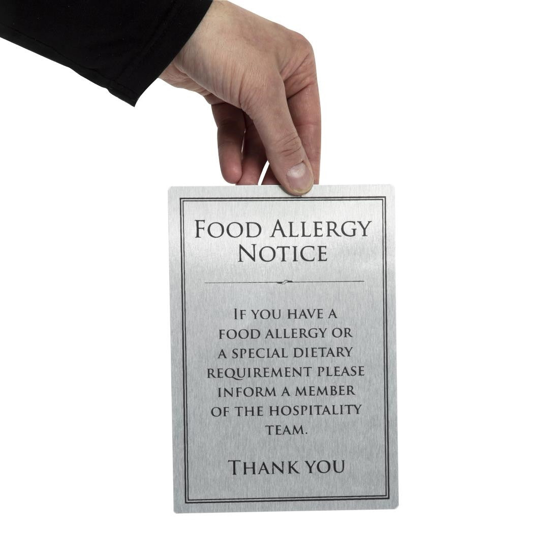 Vogue Brushed Steel Food Allergy Sign A5 GM817