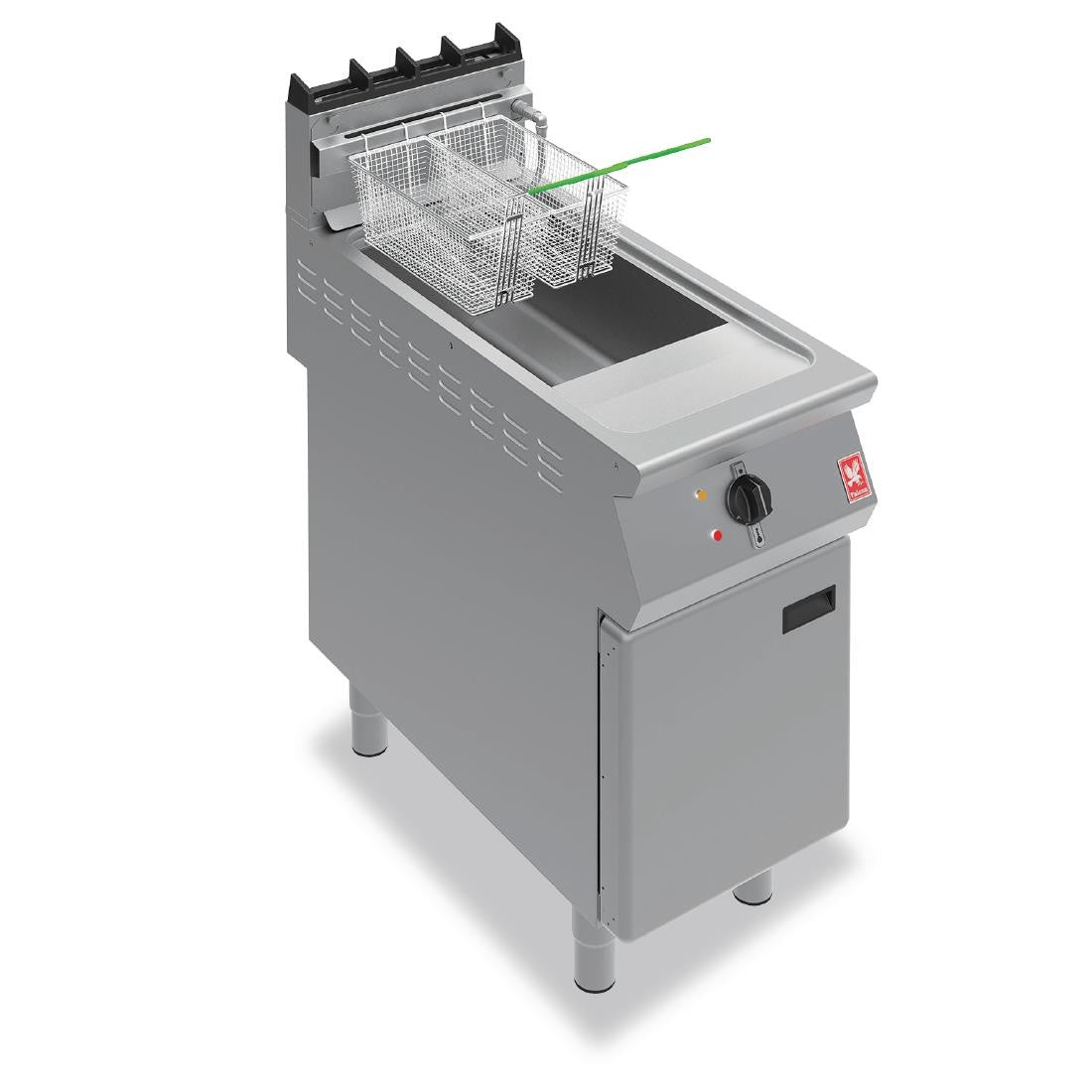 Falcon F900 F900 Single Tank Twin Basket Free Standing Natural Gas Filtration Fryer G9341F GR462-N