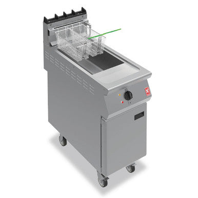 Falcon F900 F900 Single Tank Twin Basket Free Standing Natural Gas Filtration Fryer on Castors G9341F GR470-N
