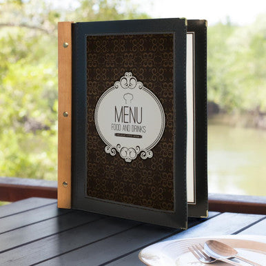 Securit Wood Spine American Style Menu Cover A4 Black H735