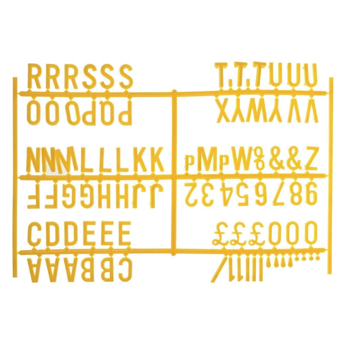Beaumont Peg Board 20mm Letters 540 Characters Yellow (Pack of 20) HC766