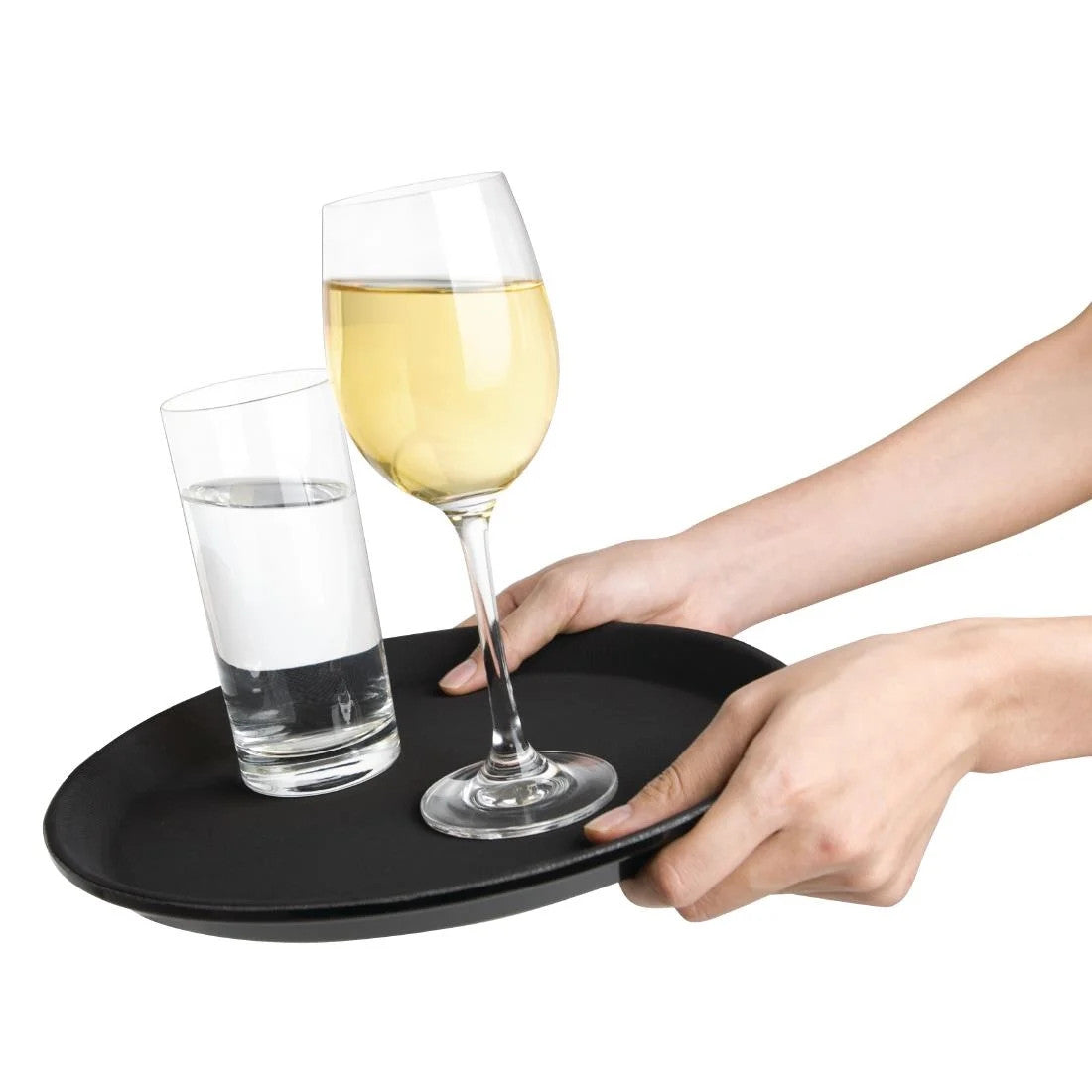Olympia Round Non Slip Tray Black 16in