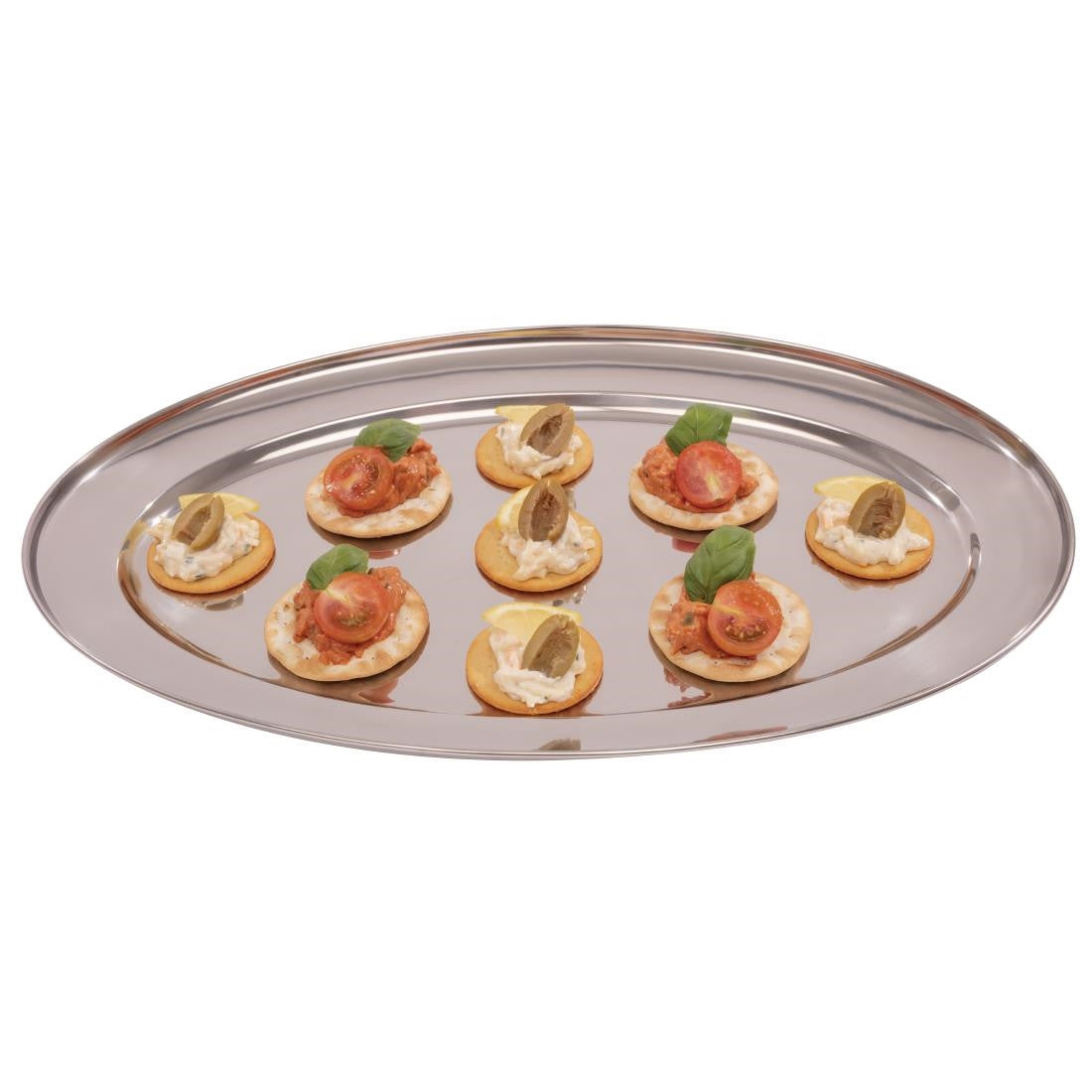 Olympia Stainless Steel Oval Serving Tray 450mm K366