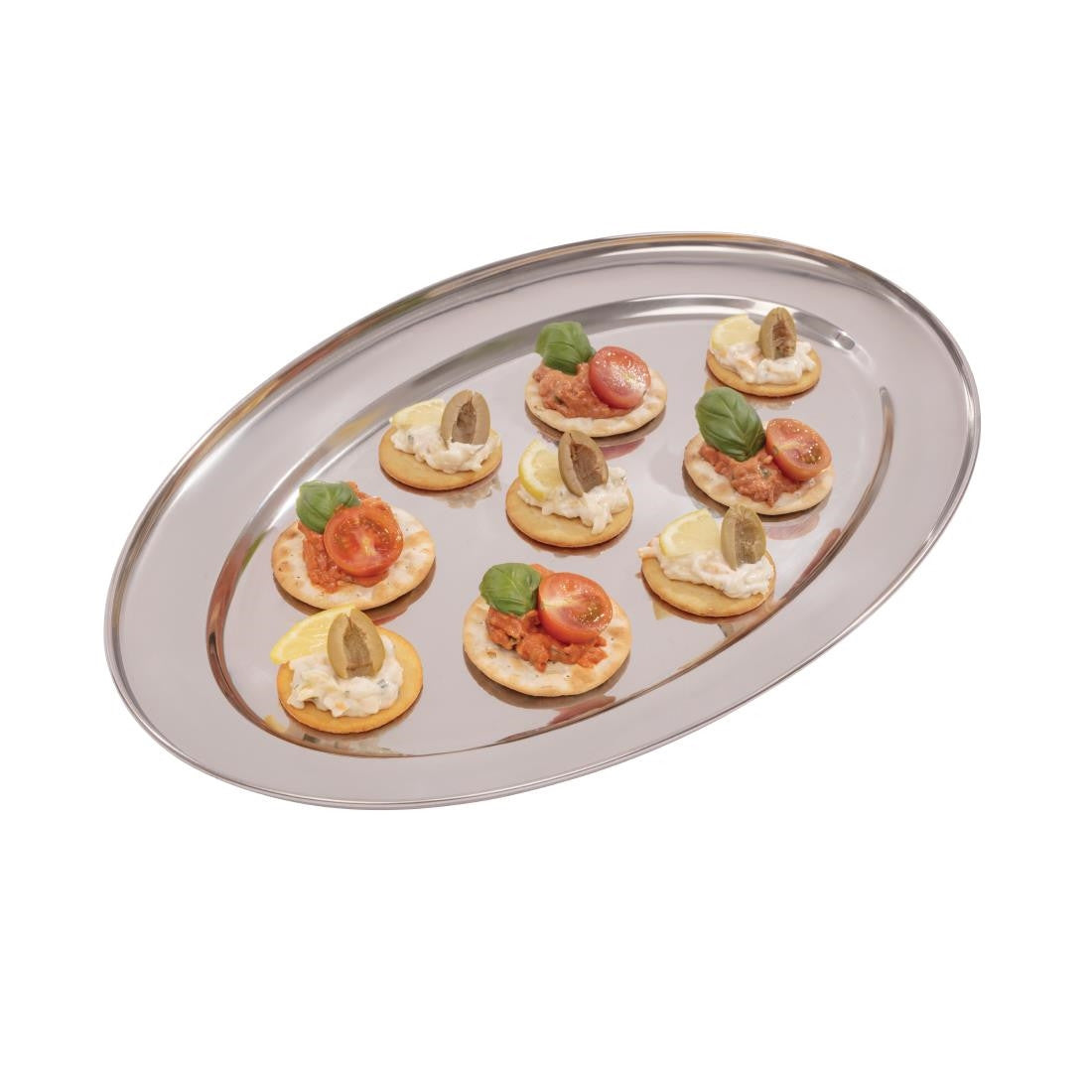 Olympia Stainless Steel Oval Serving Tray 450mm K366