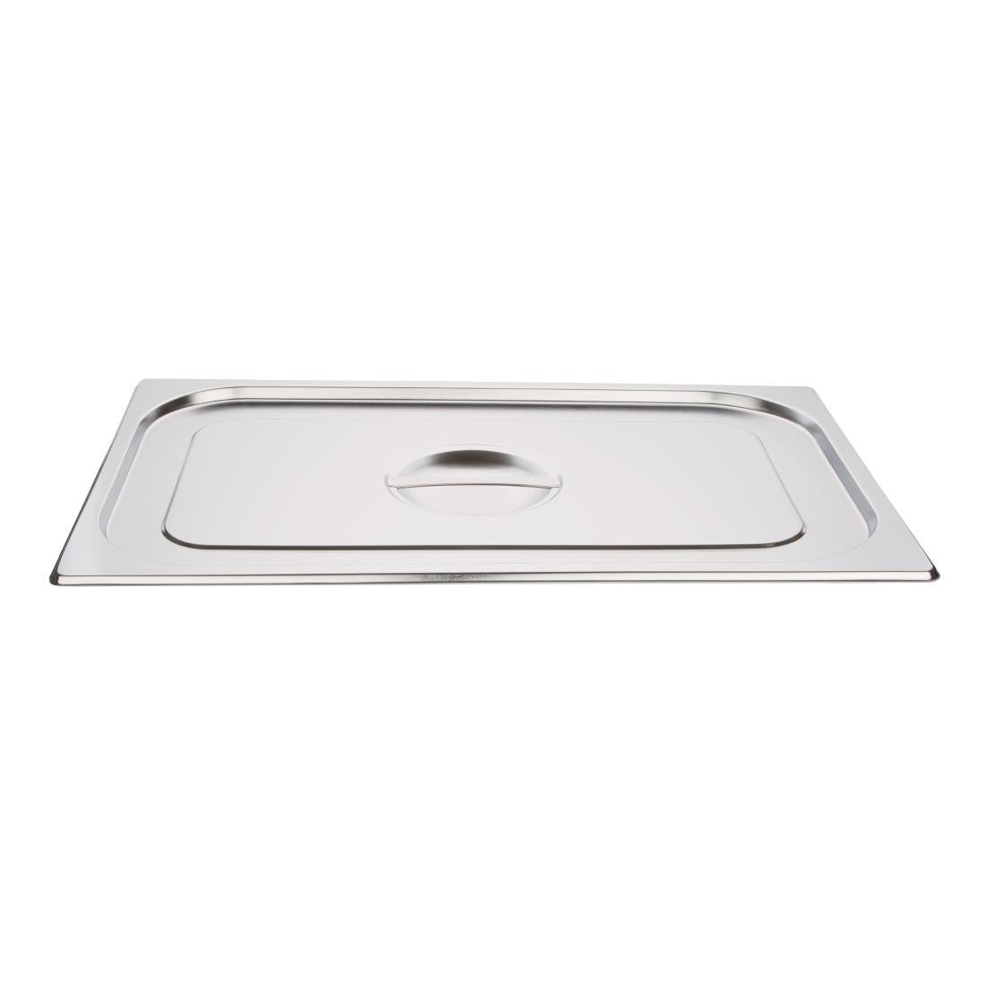 Side top view of Vogue Stainless Steel 1/1 Gastronorm Lid.