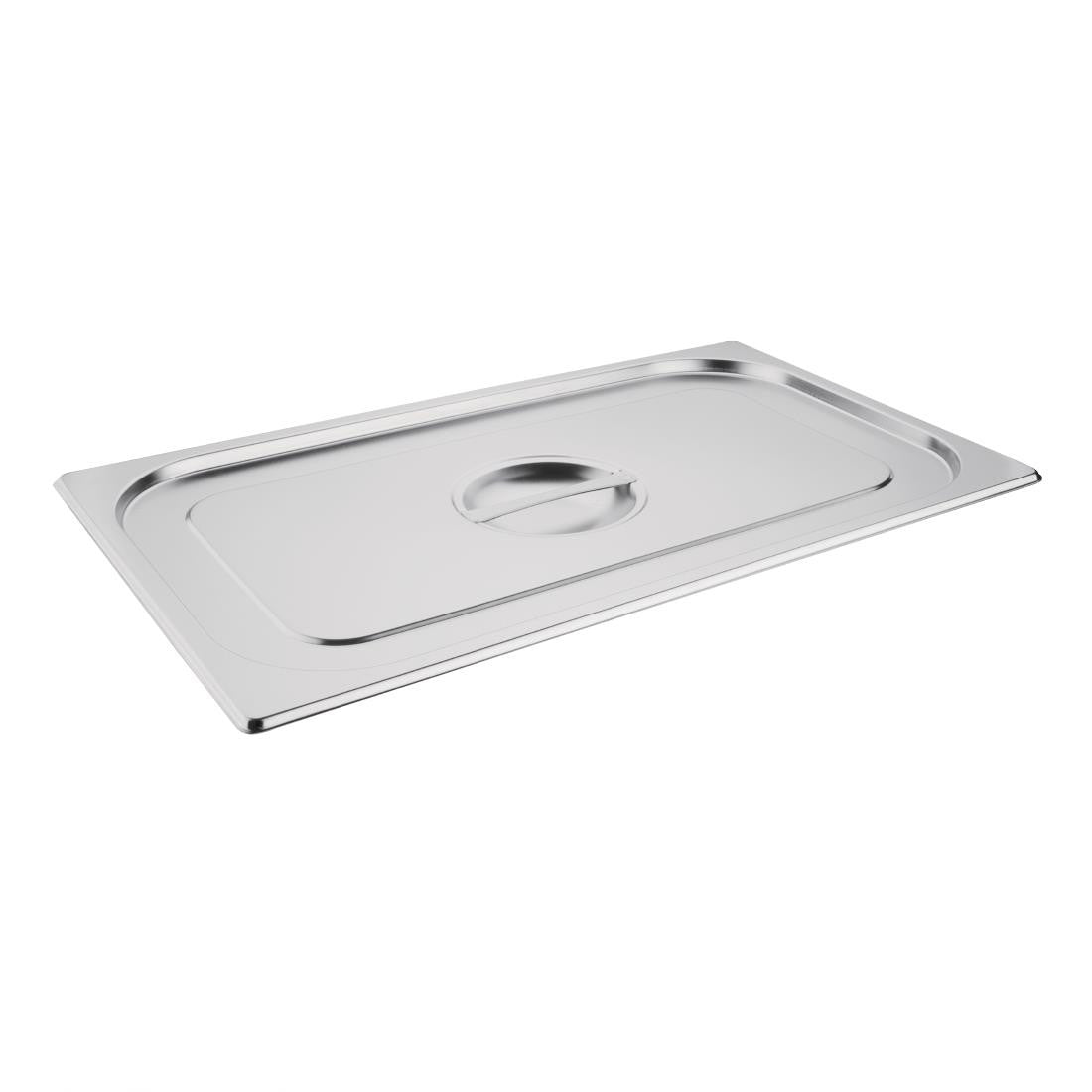 Side view of Vogue Stainless Steel 1/1 Gastronorm Lid.