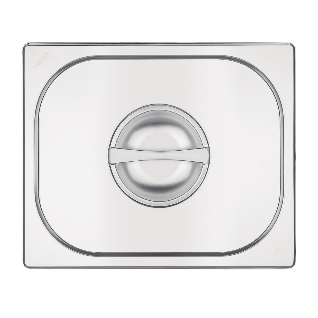 Top view of Vogue Stainless Steel 1/2 Gastronorm Lid.