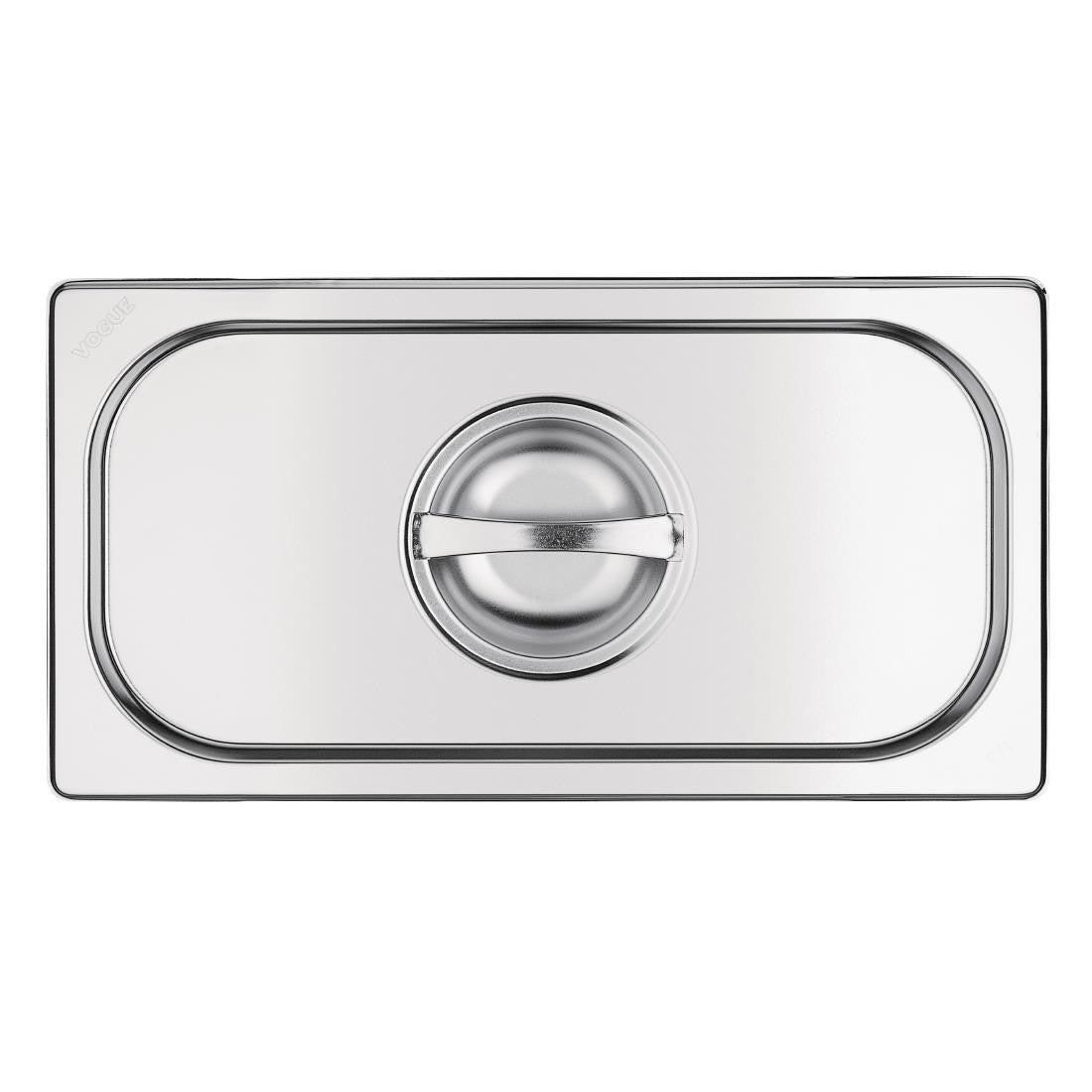 Top view of Vogue Stainless Steel 1/3 Gastronorm Lid.