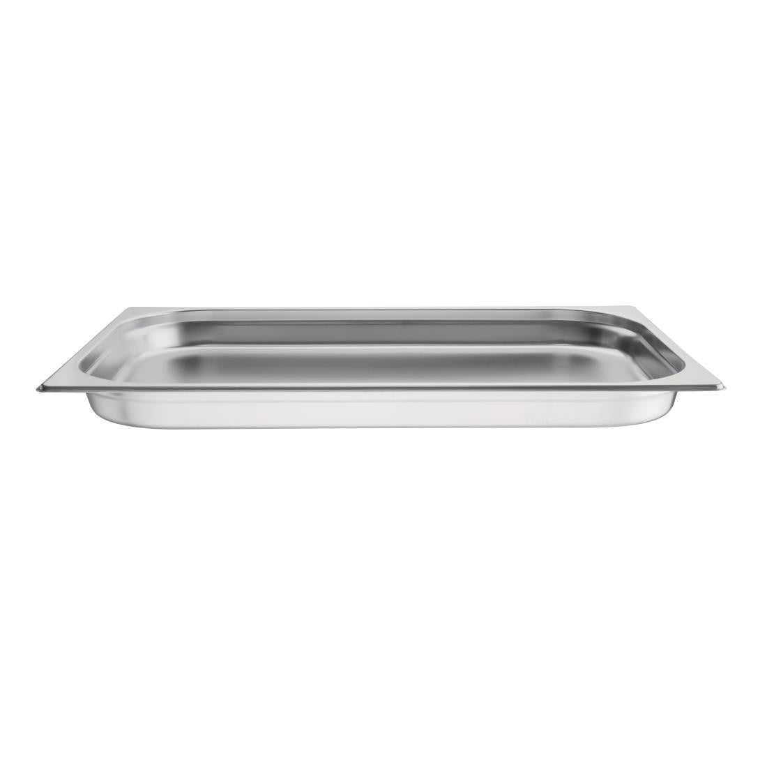 Side top view of Vogue Stainless Steel 1/1 Gastronorm Pan 40mm.