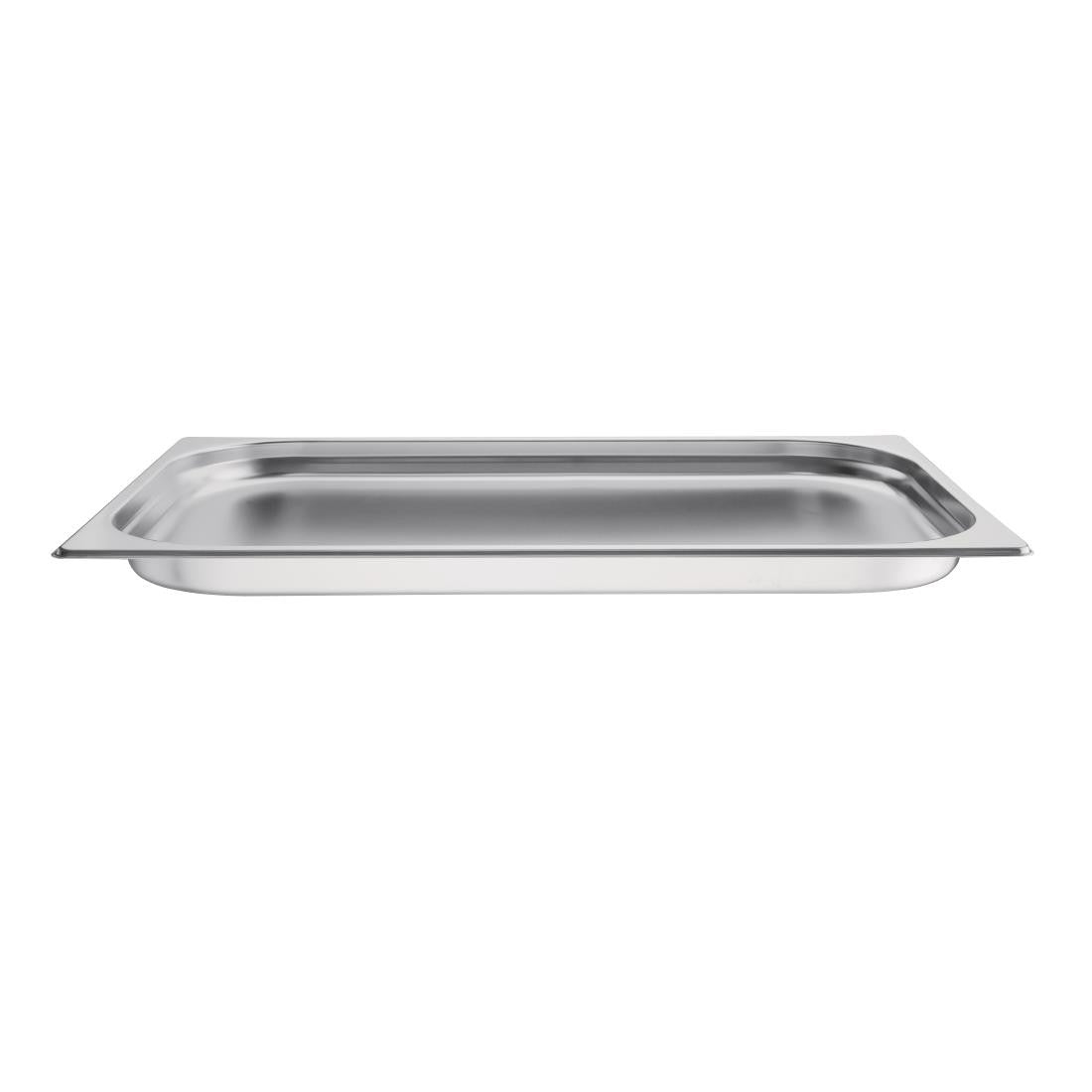 Side top view of Vogue Stainless Steel 1/1 Gastronorm Pan 20mm.