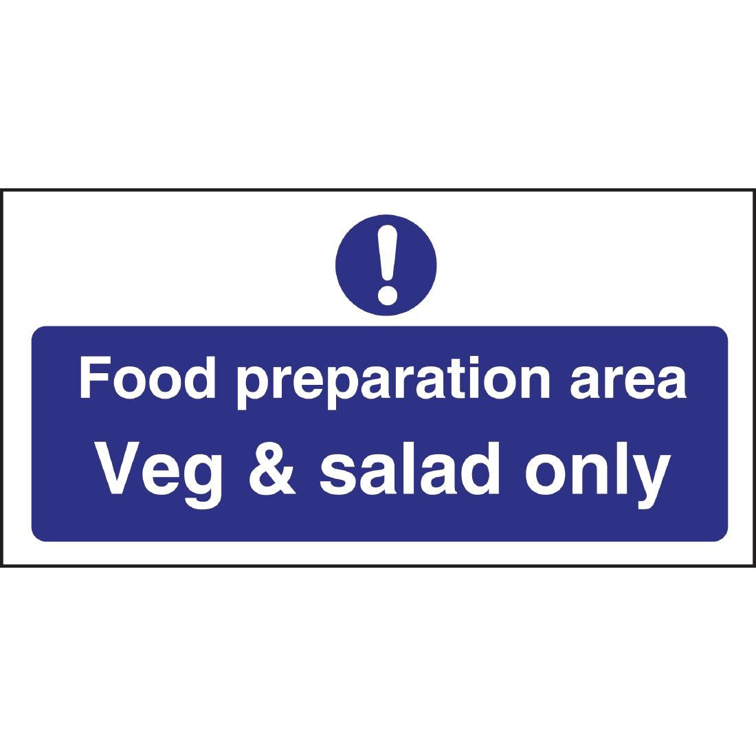 Vogue Food Preparation Area Veg And Salad Only Sign L842