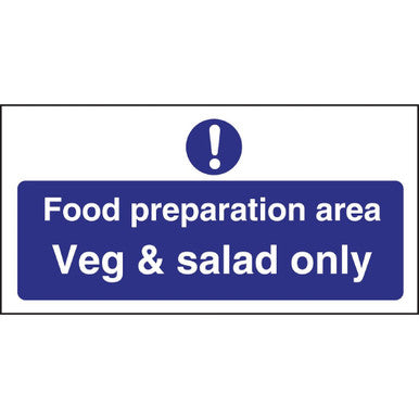 Vogue Food Preparation Area Veg And Salad Only Sign L842