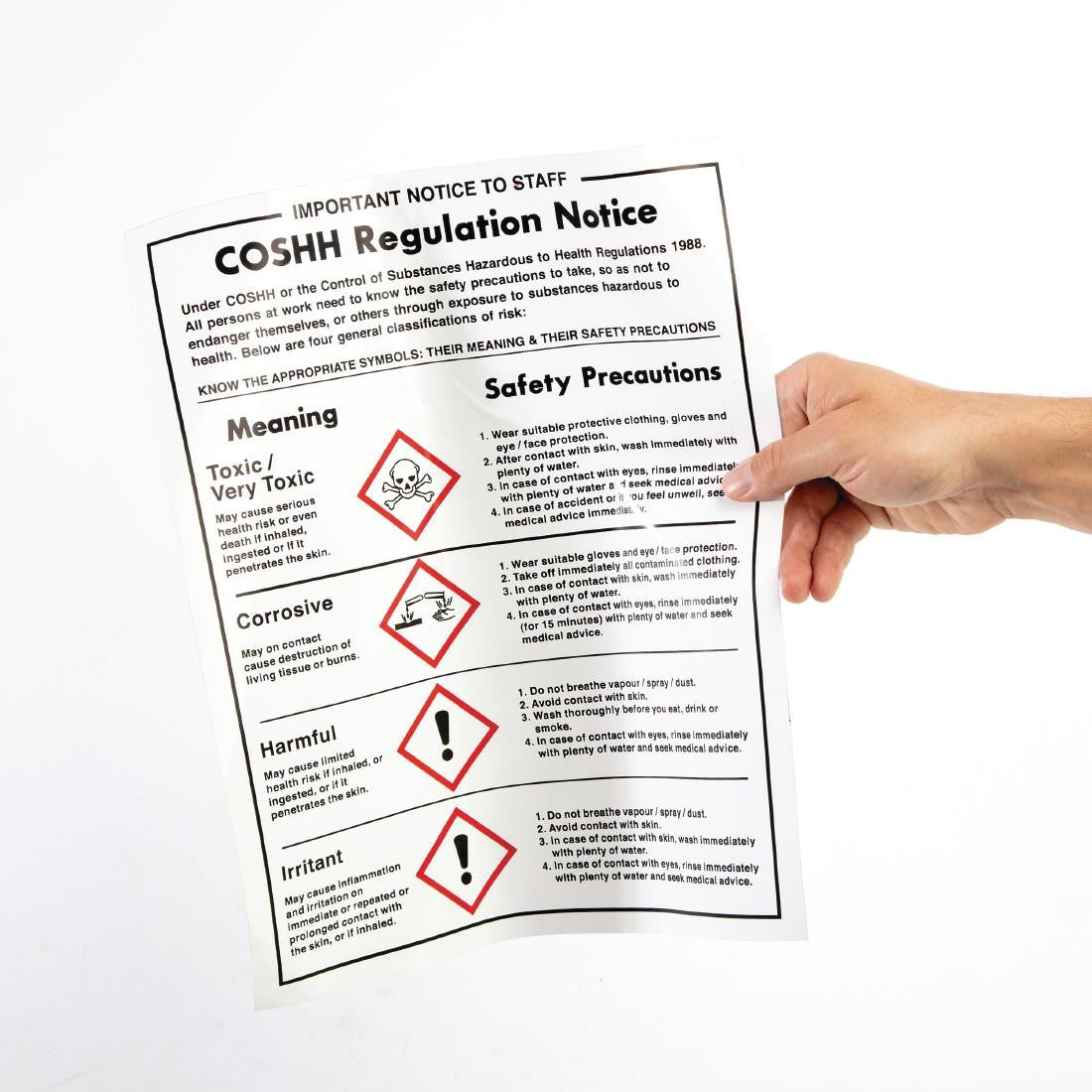 Vogue COSHH Regulations Sign L903
