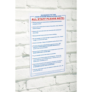 Vogue Food Safety Act 2006 Guidance Sign L951