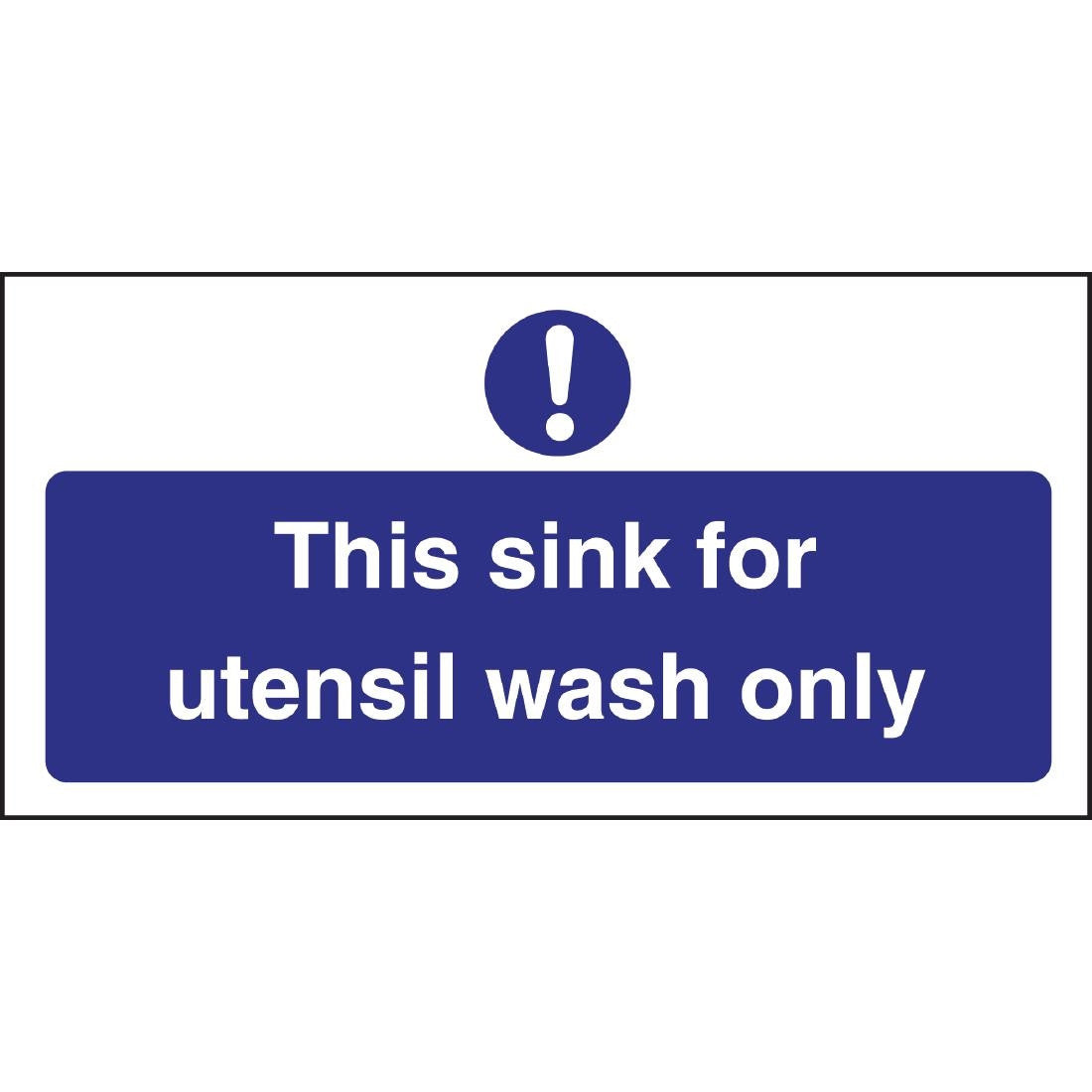Vogue Utensil Wash Only Sign L956