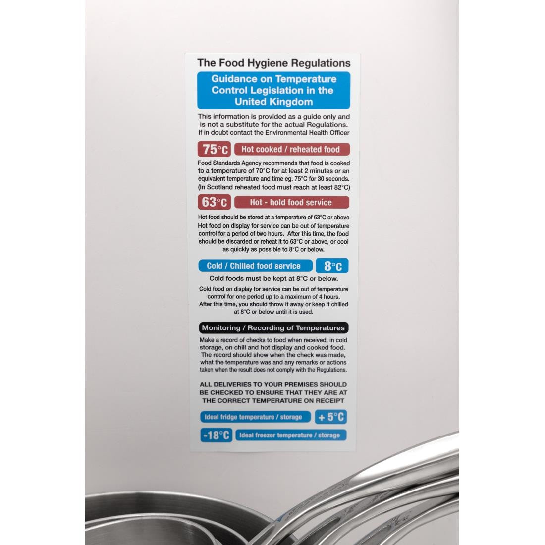 Vogue 2006 Food Act Cook Chill Guidelines Sign L967