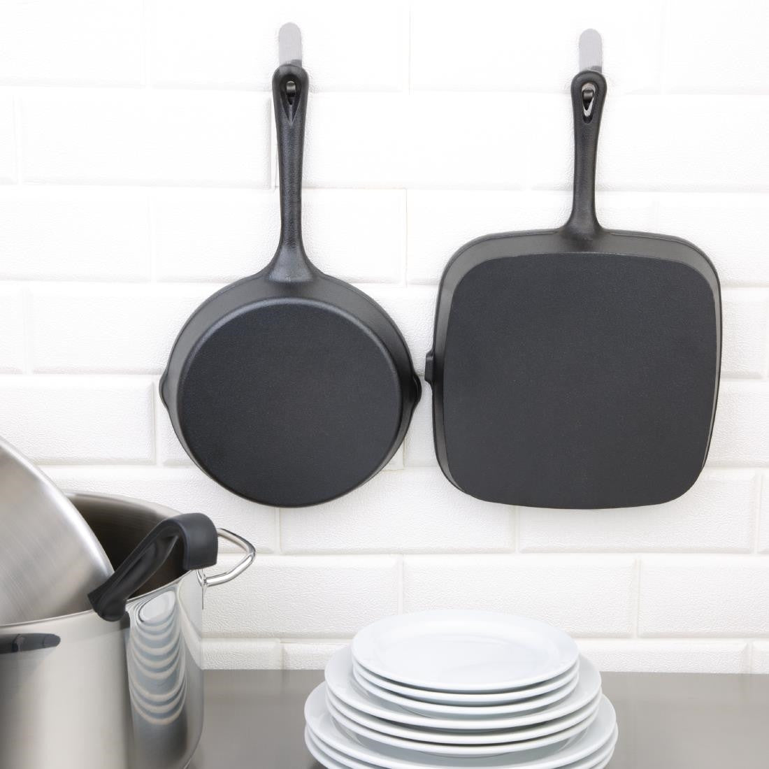 Vogue Square Cast Iron Ribbed Skillet Pan 241mm M653
