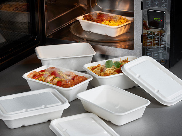Bagasse Lid for Leakproof Open Trays 550/750ml 500 Pack