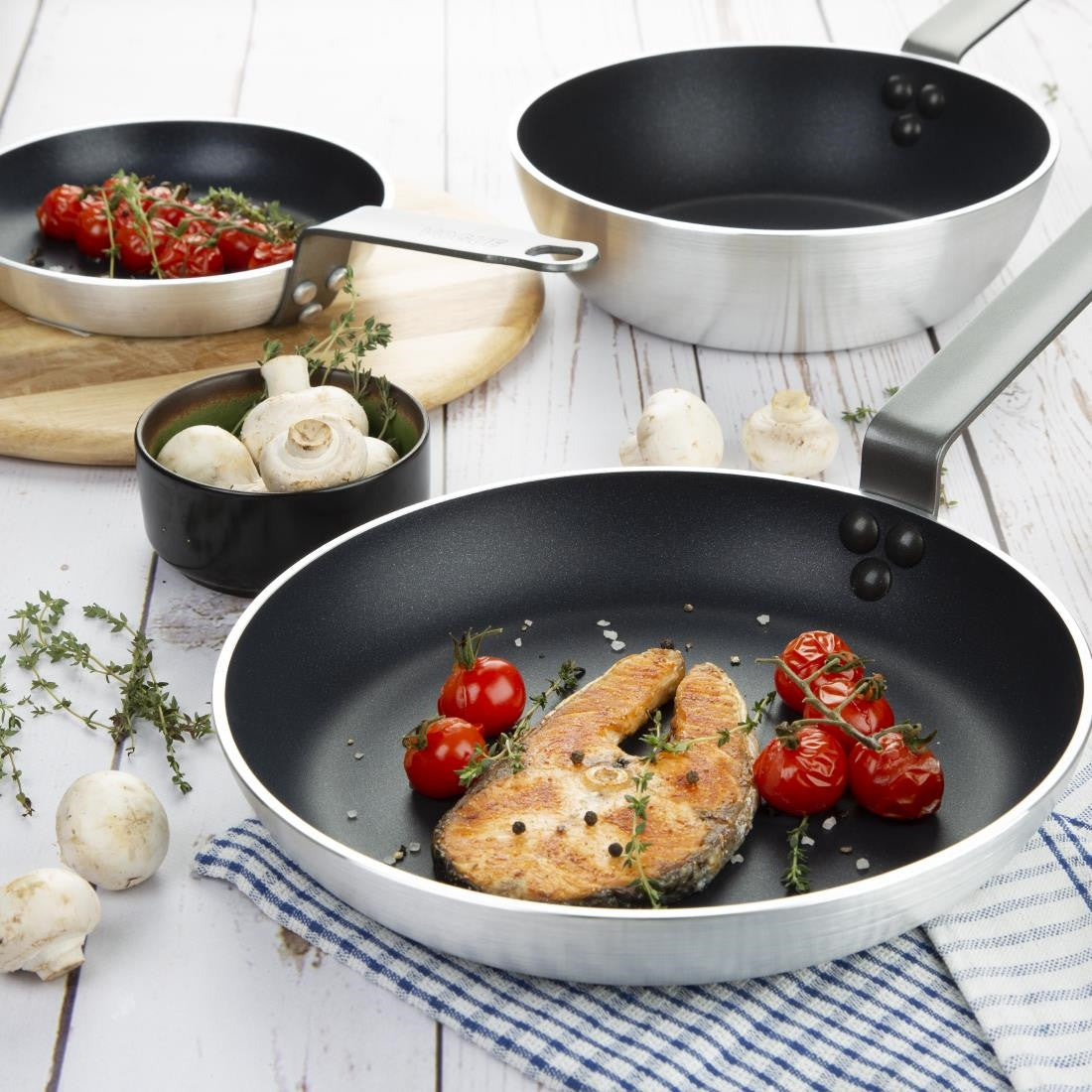 Vogue Cook Like A Pro 3-Piece Non-Stick Frying Pan and Saute Pan Set SA691