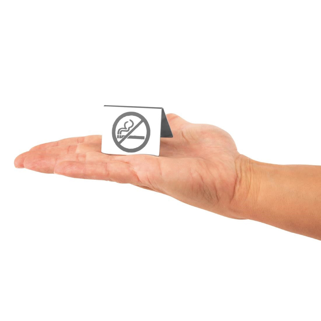 Olympia Brushed Steel No Smoking Table Sign U044