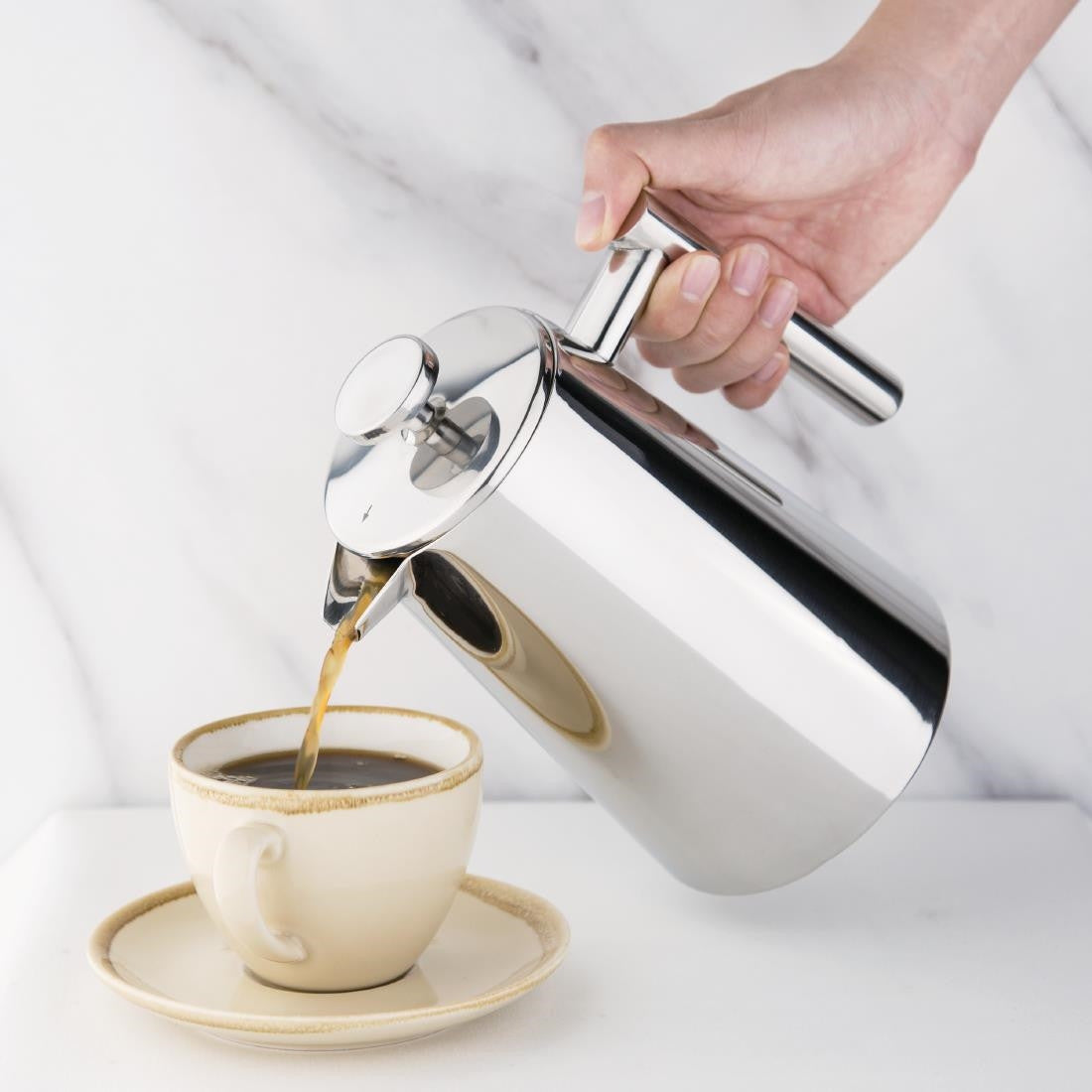 Olympia Insulated Art Deco Stainless Steel Cafetiere 6 Cup U073