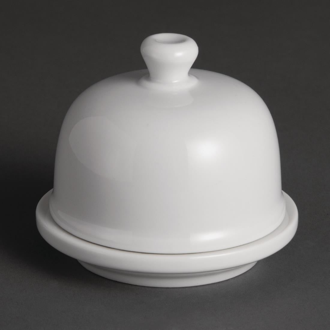 Olympia Whiteware Butter Dish with Cloche 50ml 1.8oz 6 Pack U184