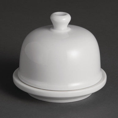 Olympia Whiteware Butter Dish with Cloche 50ml 1.8oz 6 Pack U184