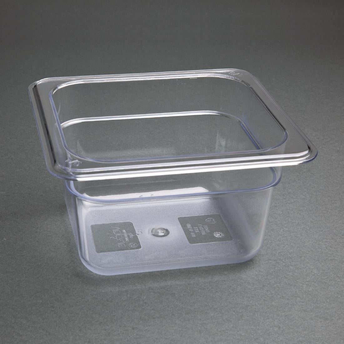 Vogue Polycarbonate 1/6 Gastronorm Container 100mm Clear U240