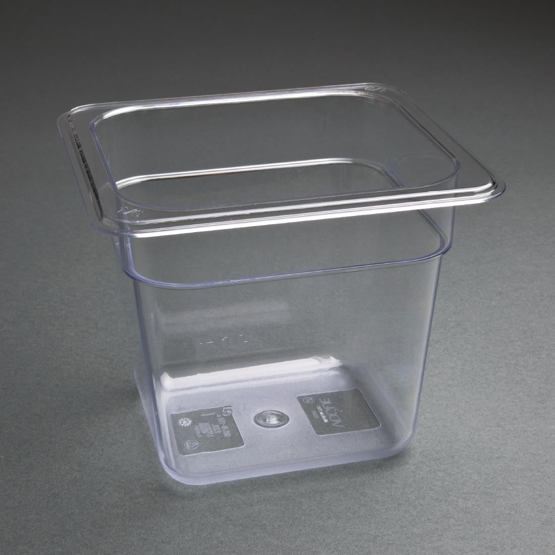 Vogue Polycarbonate 1/6 Gastronorm Container 150mm Clear U241