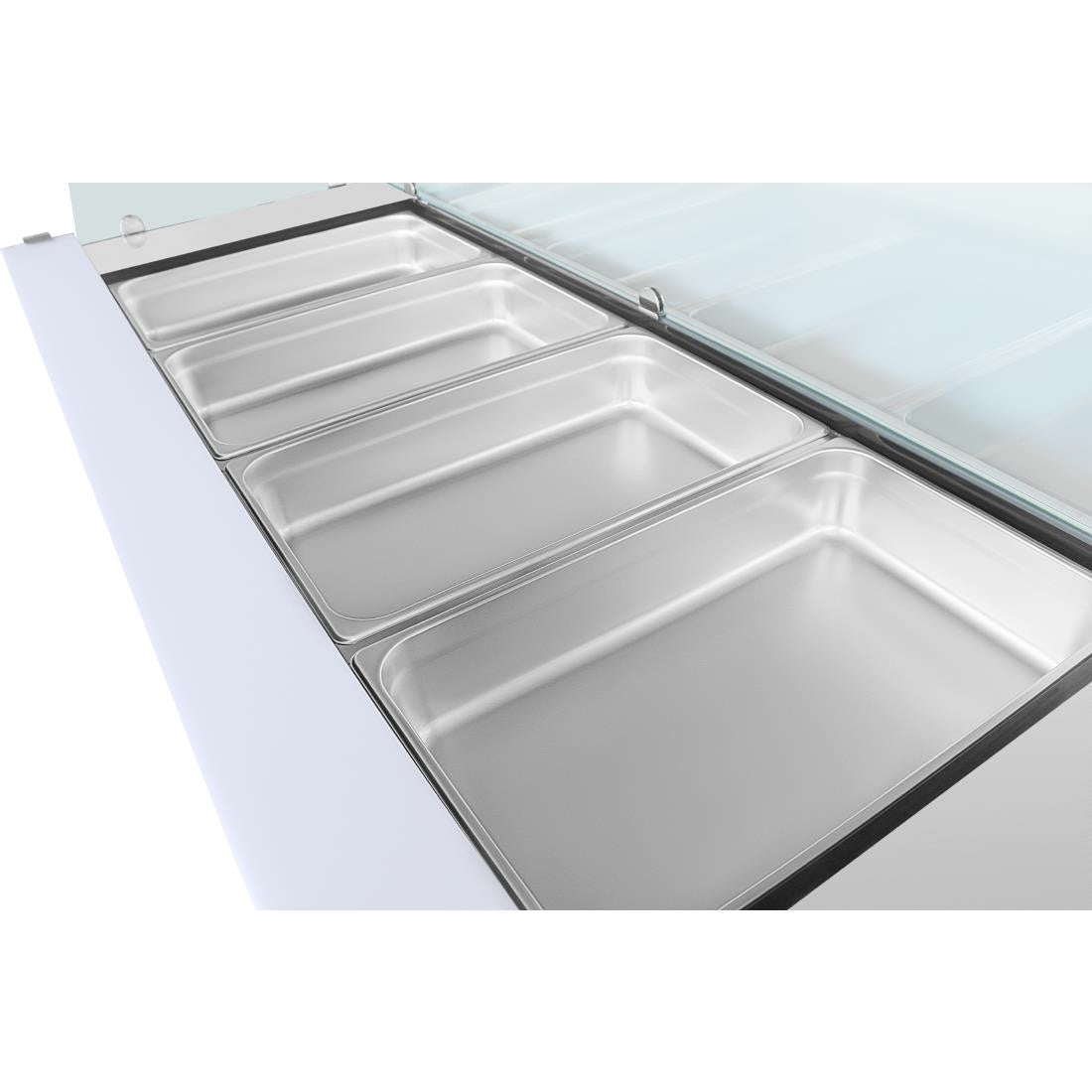Polar U-Series GN Saladette Counter with Square Sneeze Guard 4 Door UA019