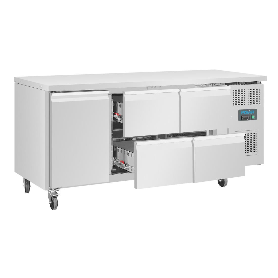 Polar U-Series Single Door and 4 Drawer Counter Fridge 358Ltr UA020