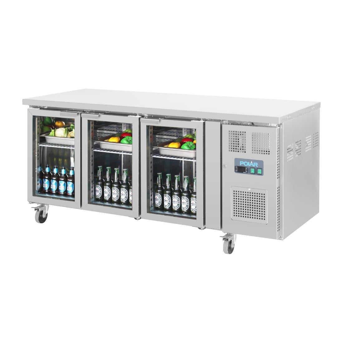 Polar U-Series 3 Door Counter Fridge with Glass Doors UA024