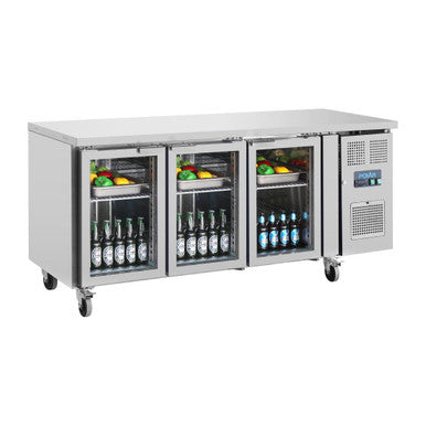 Polar U-Series 3 Door Counter Fridge with Glass Doors UA024