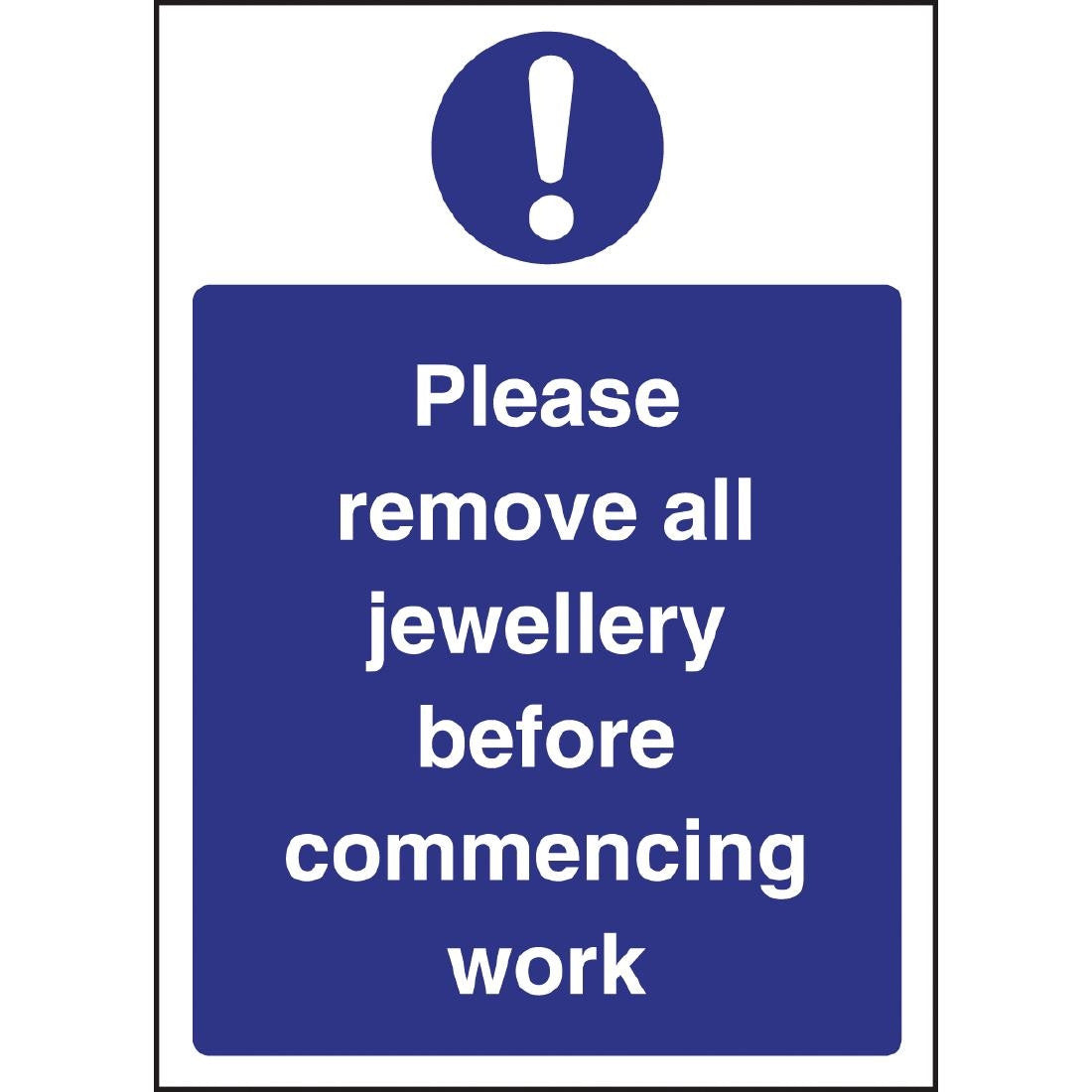 Vogue Remove Jewellery Sign W189