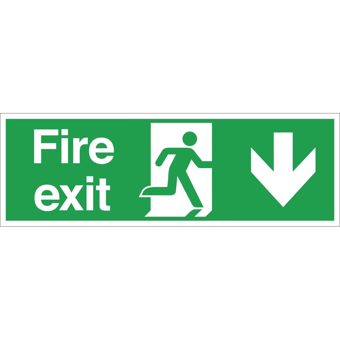 Fire Exit Sign Arrow Down W300