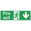 Fire Exit Sign Arrow Down W300