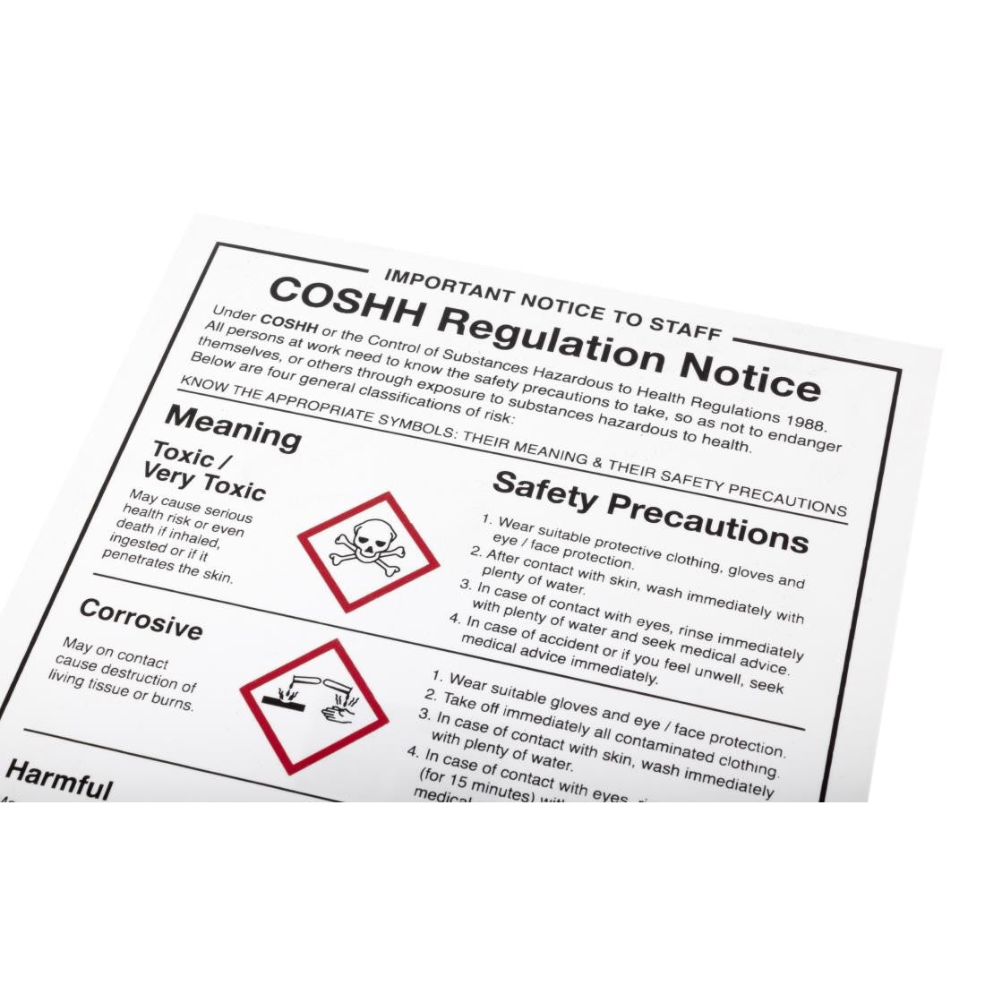Vogue COSHH Regulations Sign W396
