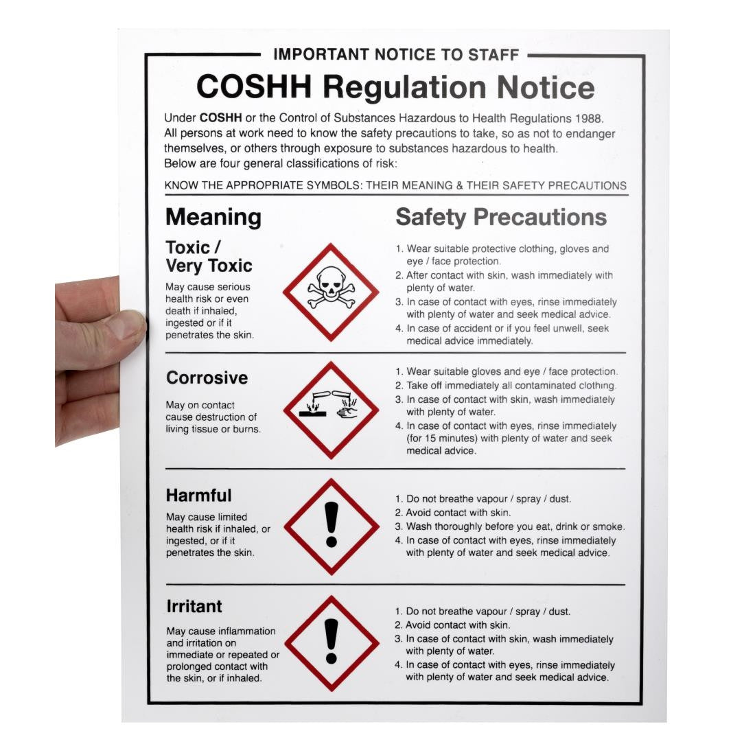 Vogue COSHH Regulations Sign W396
