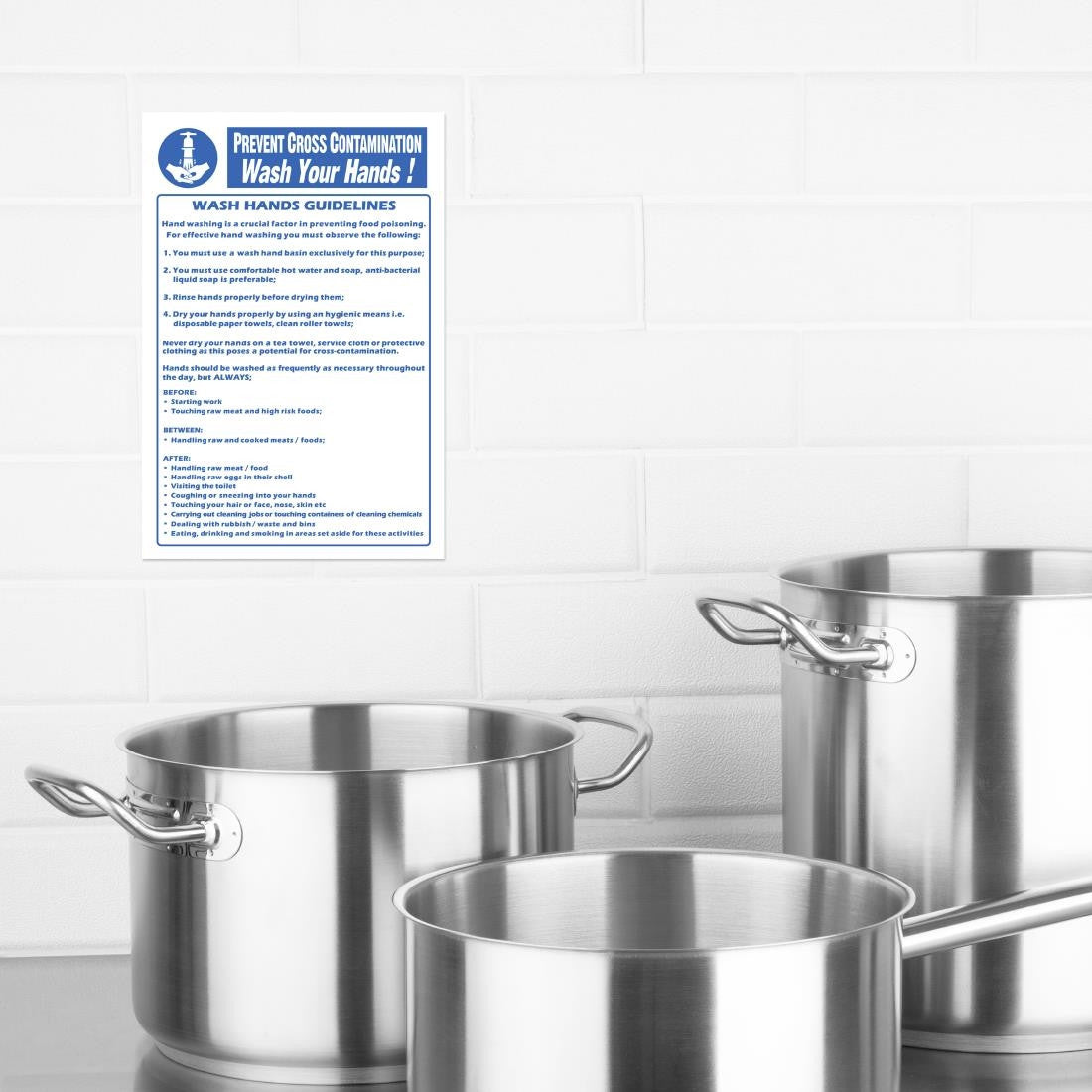 Vogue Prevent Cross Contamination Wash Hands Sign Y909