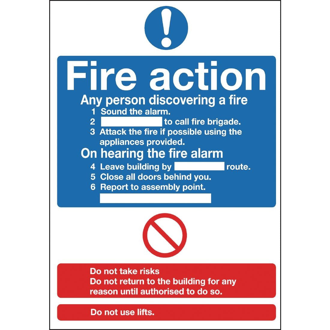 Fire Action Sign Y920